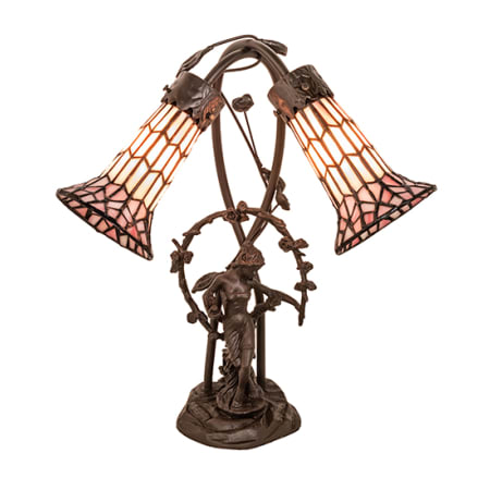 Meyda Tiffany Stained Glass Pond Lily 2 Light 17" Tall Buffet Table Lamp Mahogany Bronze
