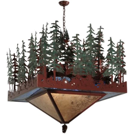 Meyda Tiffany Pine Lake 6 Light 57" Wide Pendant Rust