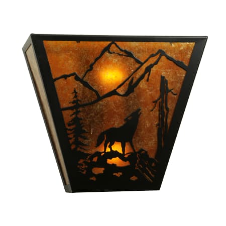 Meyda Tiffany 13" W Lone Wolf Wall Sconce Black / Amber Mica