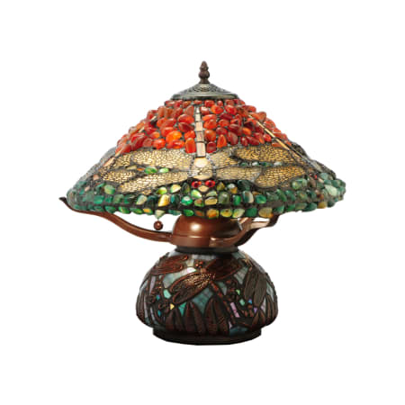 Meyda Tiffany Dragonfly 2 Light 16.5" Tall Hand-Crafted Table Lamp with Stained Glass Mahogany Bronze