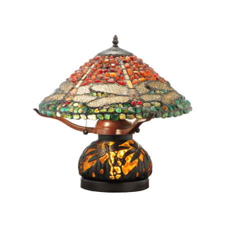 Meyda Tiffany Dragonfly 2 Light 16.5" Tall Hand-Crafted Table Lamp with Stained Glass Mahogany Bronze