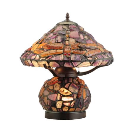 Meyda Tiffany Dragonfly Jadestone 2 Light 18.5" Tall Hand-Crafted Table Lamp with Stained Glass Mahogany Bronze