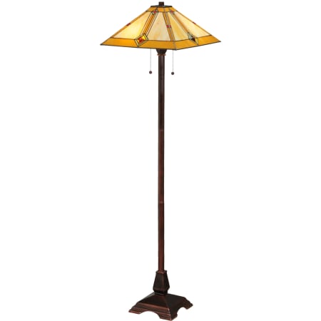 Meyda Tiffany Diamond Mission 2 Light 62" Tall Hand-Crafted Floor Lamp with Stained Glass Mahogany Bronze