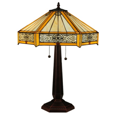 Meyda Tiffany Peaches 2 Light 24.5" Tall Hand-Crafted Table Lamp with Stained Glass Mahogany Bronze