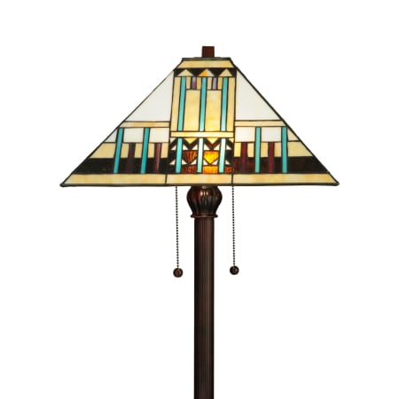 Meyda Tiffany Zaragoza Mission 2 Light 62" Tall Hand-Crafted Floor Lamp with Stained Glass Mahogany Bronze