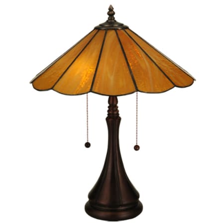 Meyda Tiffany Panel Honey 2 Light 21" Tall Buffet Table Lamp Mahogany Bronze