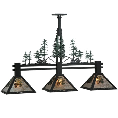 Meyda Tiffany Winter Pine 3 Light 45" Wide Linear Pendant Hand Wrought Iron