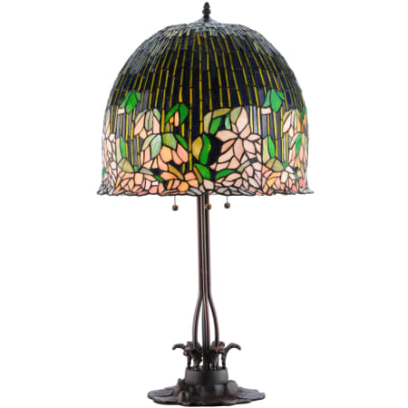Meyda Tiffany Vizcaya 3 Light 32" Tall Hand-Crafted Table Lamp with Stained Glass Mahogany Bronze