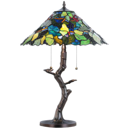 Meyda Tiffany Tiffany Grape Harvest Apple Tree 2 Light 25" Tall Hand-Crafted Table Lamp with Stained Glass Mahogany Bronze