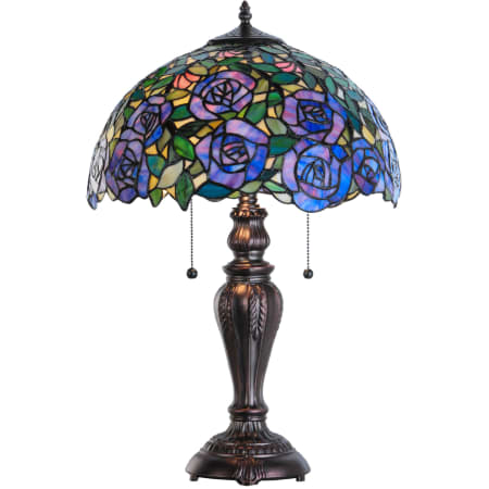 Meyda Tiffany Tiffany Rosebush 2 Light 24" Tall Hand-Crafted Table Lamp with Stained Glass Mahogany Bronze