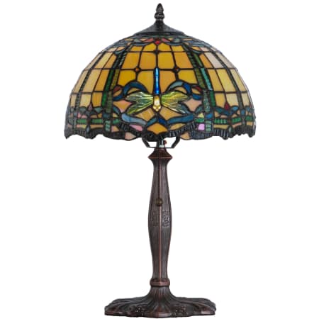 Meyda Tiffany Tiffany Dragonfly 1 Light 19" Tall Hand-Crafted Table Lamp with Stained Glass Mahogany Bronze
