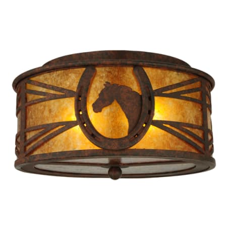 Meyda Tiffany Horseshoe 2 Light 14" Wide Semi-Flush Drum Ceiling Fixture - Red Rust Finish Red Rust