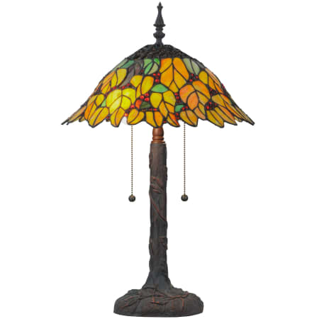 Meyda Tiffany Follaje 2 Light 24.5" Tall Hand-Crafted Table Lamp with Stained Glass Mahogany Bronze