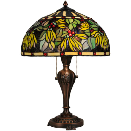 Meyda Tiffany Diente De Leon 2 Light 23" Tall Hand-Crafted Table Lamp with Stained Glass Mahogany Bronze