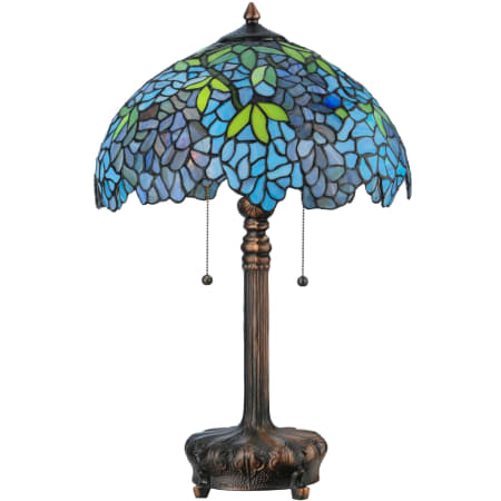 Meyda Tiffany Wisteria 2 Light 25" Tall Hand-Crafted Table Lamp with Stained Glass Mahogany Bronze