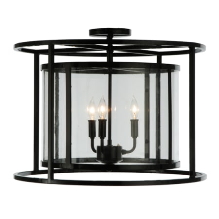 Meyda Tiffany Kitzi Cilindro 3 Light 22" Wide Semi-Flush Drum Ceiling Fixture Mirror Black