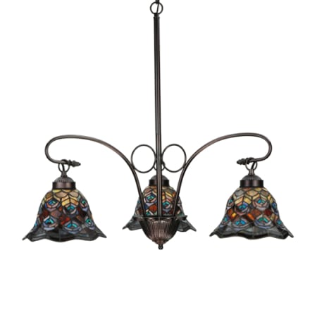 Meyda Tiffany Tiffany Peacock Feather 3 Light 30" Wide Chandelier Mahogany Bronze