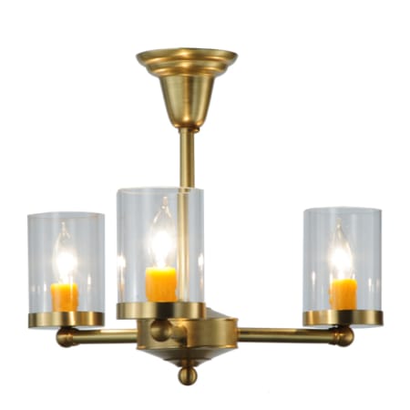 Meyda Tiffany Bakersfield 3 Light 20" Wide Pillar Candle Style Chandelier Satin Brass
