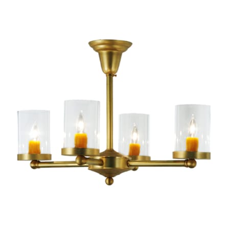 Meyda Tiffany Bakersfield 4 Light 24" Wide Pillar Candle Style Chandelier Satin Brass