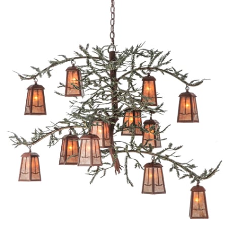 Meyda Tiffany Pine Branch Valley View 12 Light 52" Wide Chandelier with Silver Mica Shades - Rust Finish Rust