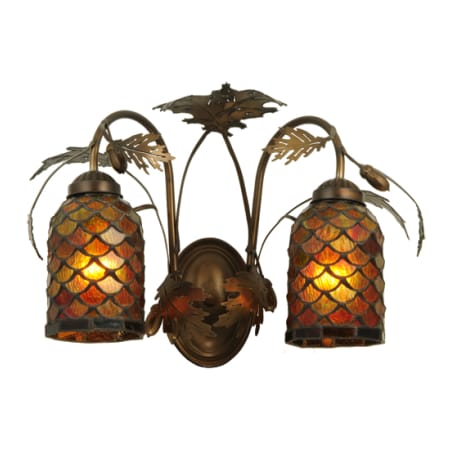 Meyda Tiffany Greenbriar Oak 2 Light 12" Tall Wall Sconce Antique Copper