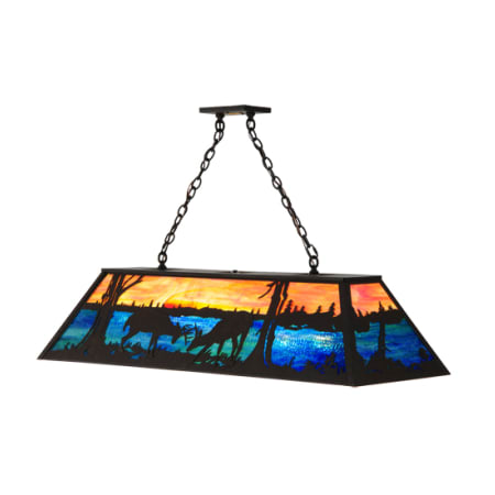 Meyda Tiffany Battling Bucks 9 Light 48" Wide Linear Pendant Dark Roast