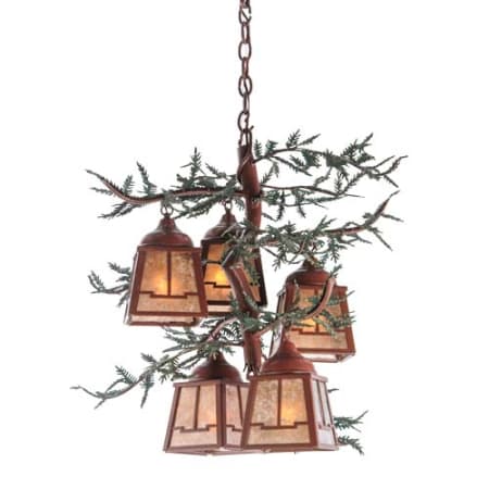 Meyda Tiffany Pine Branch Valley View 5 Light 28" Wide Chandelier Rust