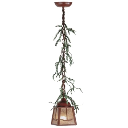 Meyda Tiffany Pine Branch Valley View 8" Wide Mini Pendant Rust