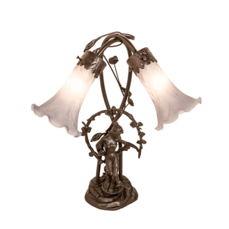 Meyda Tiffany Tiffany Pond Lily 2 Light 17" Tall Buffet Table Lamp Mahogany Bronze
