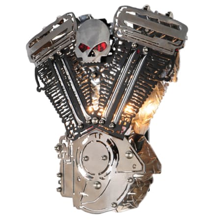 Meyda Tiffany Motorcycle 2 Light 16" Tall Wall Sconce Extreme Chrome / Textured Black