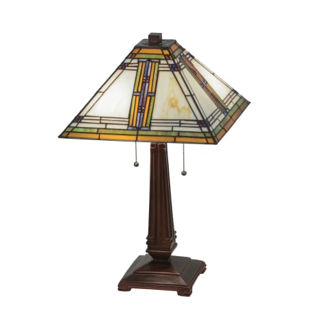 Meyda Tiffany Nevada 2 Light 23" Tall Hand-Crafted Table Lamp with Stained Glass Mahogany Bronze