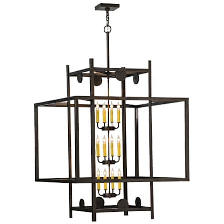 Meyda Tiffany Uma 12 Light 51" Wide Taper Candle Pendant Mahogany Bronze