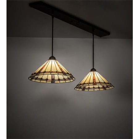 Meyda Tiffany Belvidere 2 Light 17" Wide Multi Light Pendant Mahogany Bronze