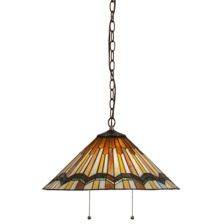 Meyda Tiffany Pueblo Garland 2 Light 18" Wide Hand-Crafted Pendant with Stained Glass Mahogany Bronze