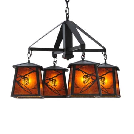 Meyda Tiffany Whispering Pines 4 Light 28" Wide Chandelier Oil Rubbed Bronze