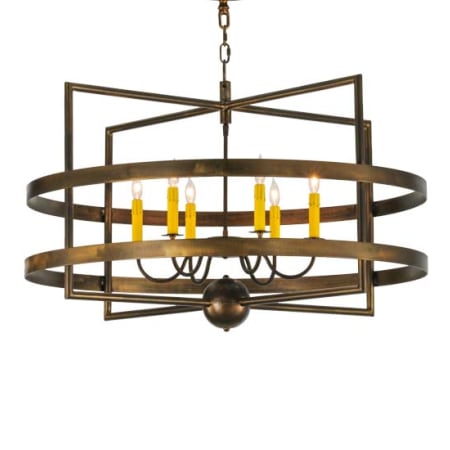 Meyda Tiffany Aldari 6 Light 36" Wide Taper Candle Style Chandelier Antique Copper