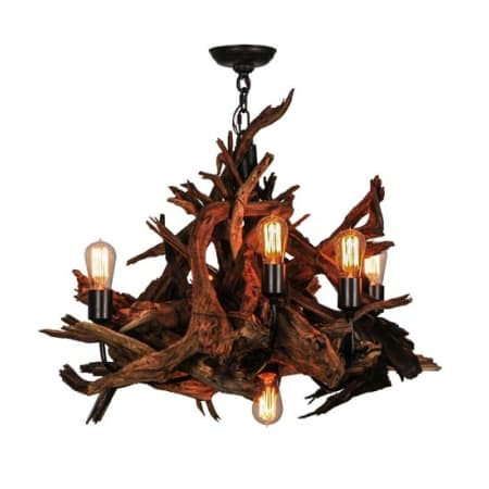 Meyda Tiffany Driftwood 6 Light 30" Wide Abstract Chandelier Natural Wood / Mahogany Bronze