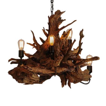 Meyda Tiffany Driftwood 5 Light 30" Wide Abstract Chandelier Natural Wood / Mahogany Bronze