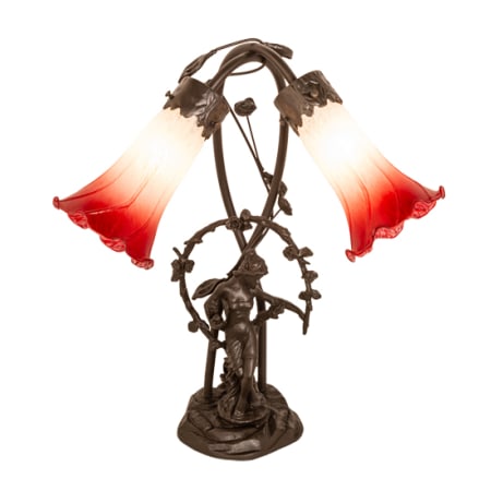 Meyda Tiffany Tiffany Pond Lily 2 Light 17" Tall Buffet Table Lamp Mahogany Bronze