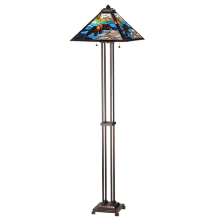 Meyda Tiffany Grizzly Bear 2 Light 63" Tall Buffet Floor Lamp Mahogany Bronze