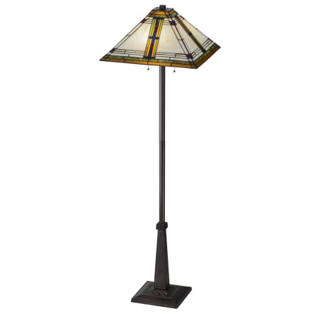 Meyda Tiffany Nevada 2 Light 63" Tall Hand-Crafted Floor Lamp with Stained Glass Mahogany Bronze