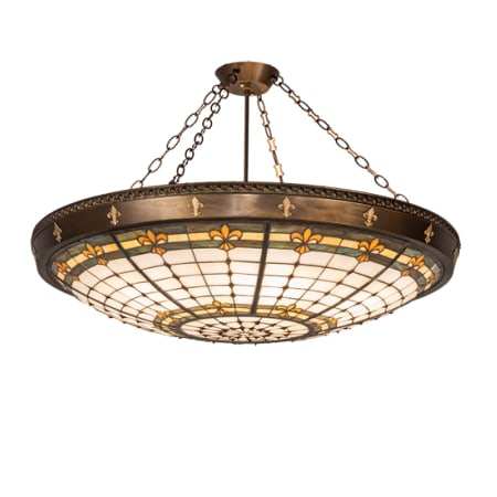 Meyda Tiffany Fleur-de-Lite 6 Light 38" Wide Semi-Flush Bowl Ceiling Fixture Antique Copper