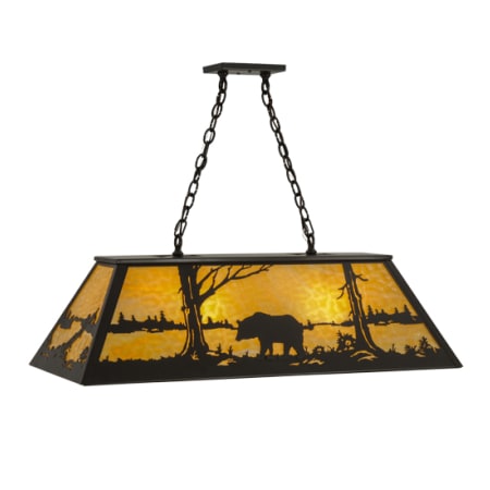 Meyda Tiffany Bear at Lake 6 Light 39" Wide Linear Pendant Timeless Bronze