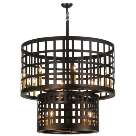 Meyda Tiffany Cilindro Golpe 12 Light 40" Wide Cage Pendant Mahogany Bronze