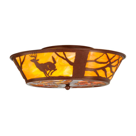 Meyda Tiffany Deer on the Loose 4 Light 22" Wide Semi-Flush Ceiling Fixture Rust