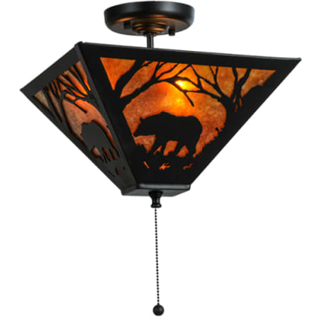 Meyda Tiffany Bear at Dawn 3 Light 16" Wide Semi-Flush Ceiling Fixture Mahogany Bronze