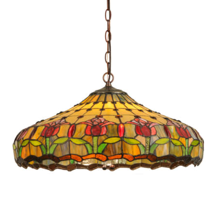 Meyda Tiffany Colonial Tulip 3 Light 22" Wide Pendant Mahogany Bronze