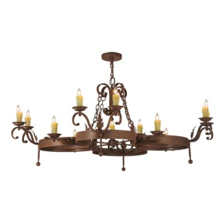 Meyda Tiffany Andorra 12 Light 60" Wide Taper Candle Style Chandelier Rust / Antique