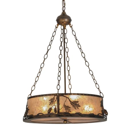 Meyda Tiffany Oak Leaf and Acorn 4 Light 22" Wide Suspension Pendant Antique Copper