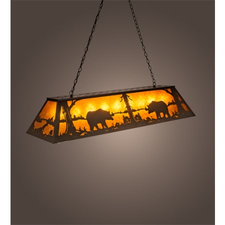 Meyda Tiffany Bear at Lake 9 Light 60" Wide Linear Pendant Timeless Bronze